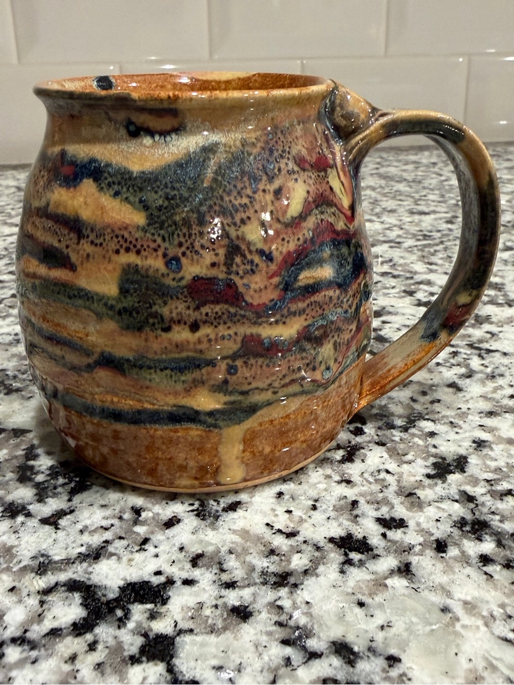 Handmade signed studio Mug - Multicolor Glaze